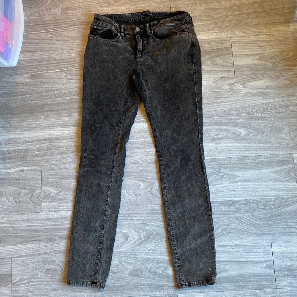 Eileen Fisher Black & Gray Velvet Skinny Jeans